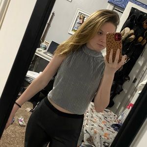 Grey velvet crop top